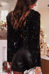 Sequin Long Sleeve Cutout Back Top